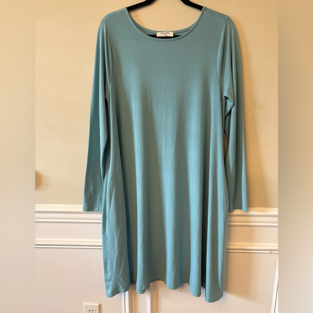 Zenana Outfitters Long Sleeve Dress in Teal